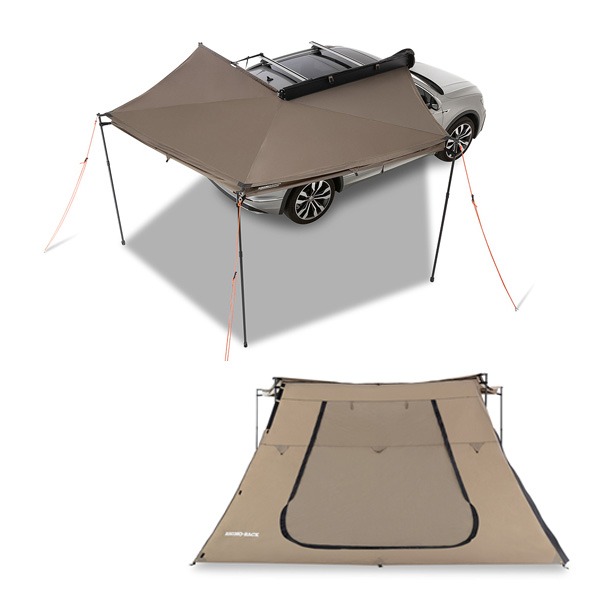 RHINO-RACK | BATWING COMPACT AWNING | 2M (RIGHT) | WITH TAPERED COMPACT EXTENSION W/DOOR