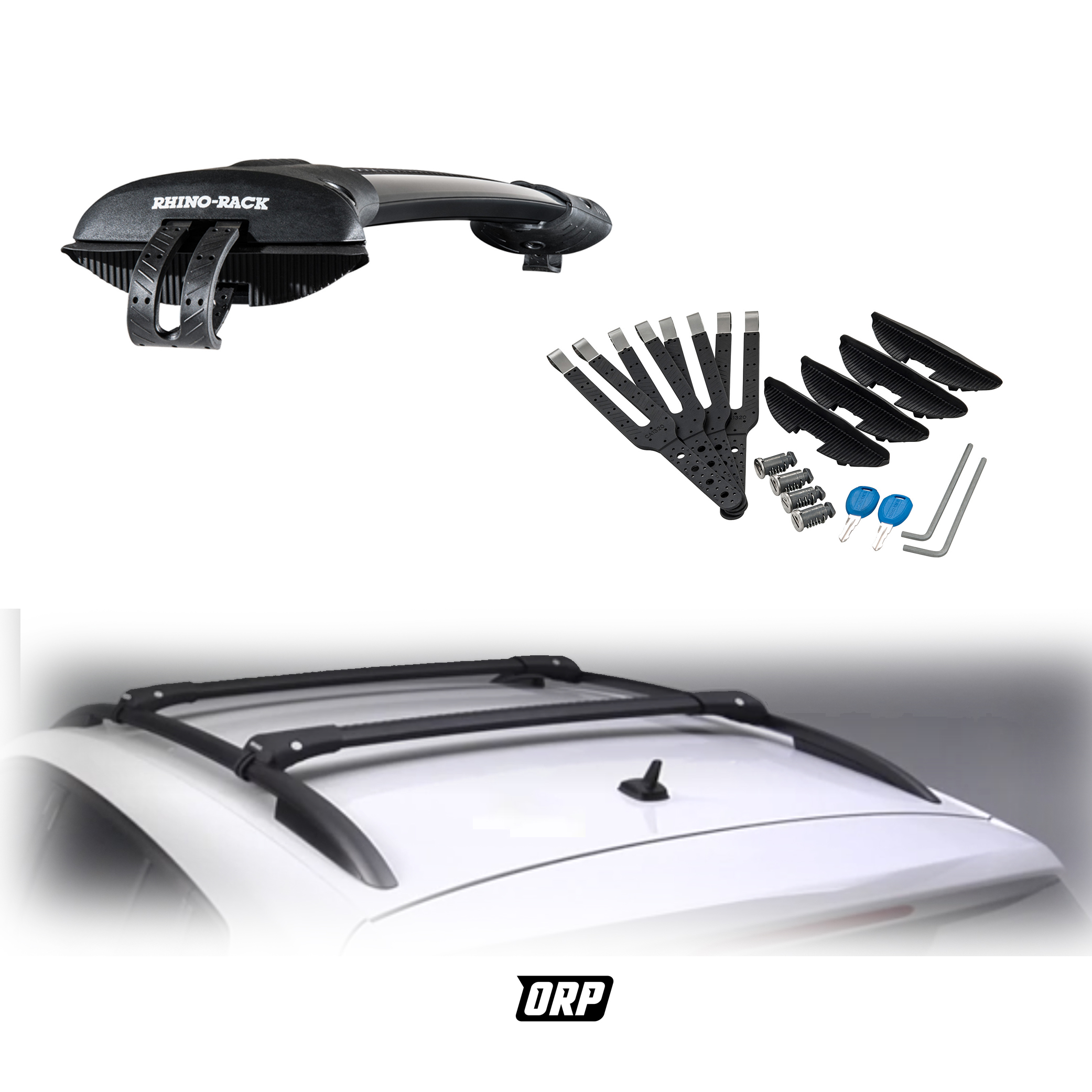RHINO-RACK | VORTEX STEALTHBAR & HARDWARE KIT | LONG STRAP | BLACK | 1025MM | EXPEDITION 2018-2025