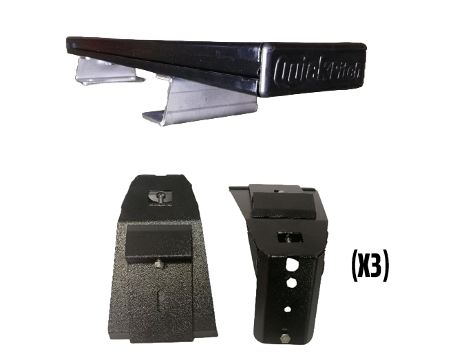 QUICK PITCH | 1650MM LOAD BAR BLACK W/ END CAPS & SS BRACKETS (X3) & GUTTER MOUNT (X2) KIT | GRENADIER